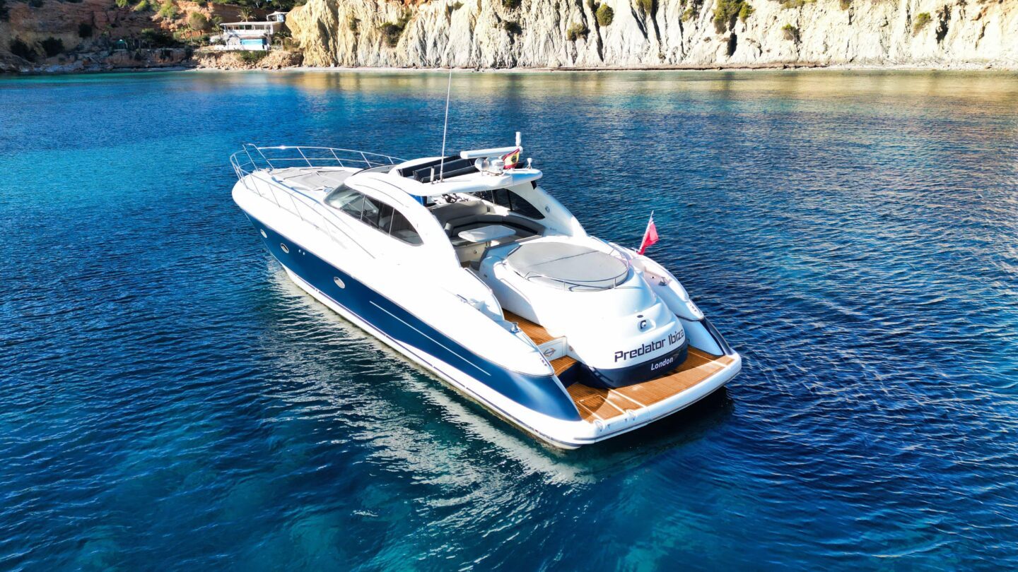 Luxury motor yacht cruising off the UK coast