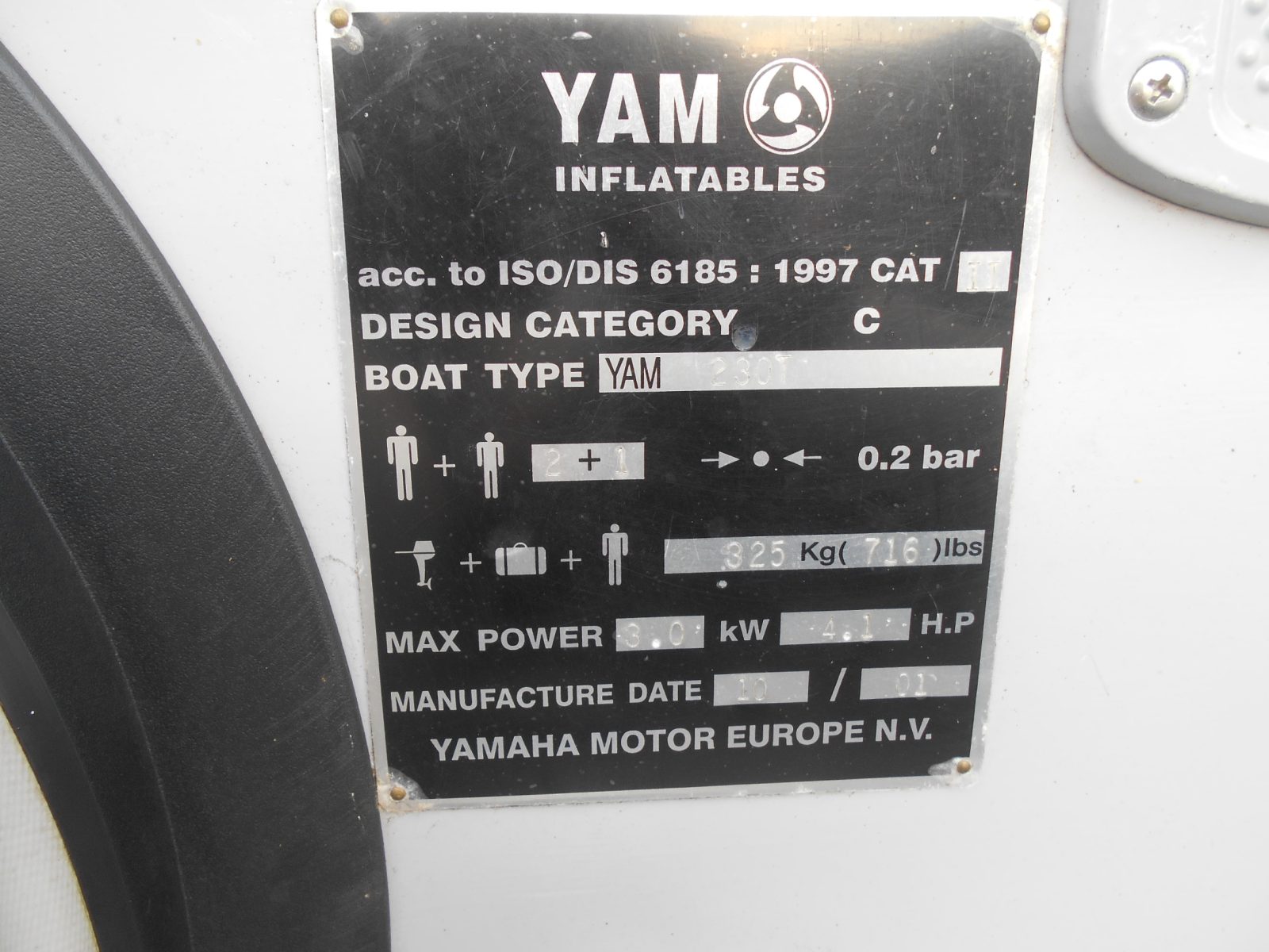 YAM 230T inflatable slatted floor dinghy/tender